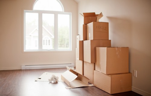 Packed boxes and checklist for a house move in Bexleyheath