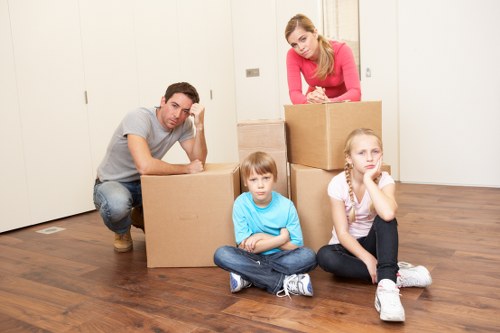 Organized storage boxes and furniture in a Bexleyheath facility